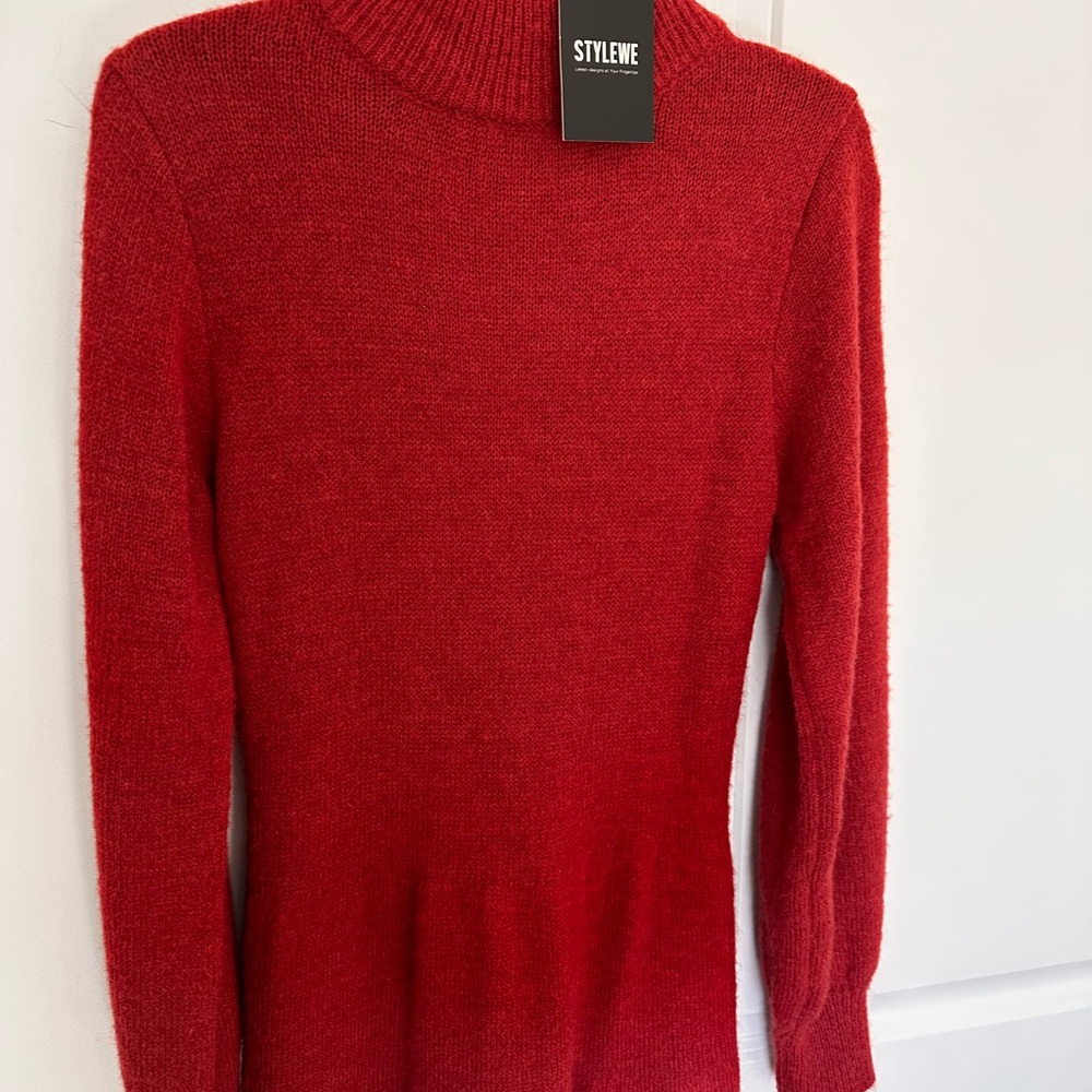 STYLEWE Women's Bold Red Turtleneck Sweater